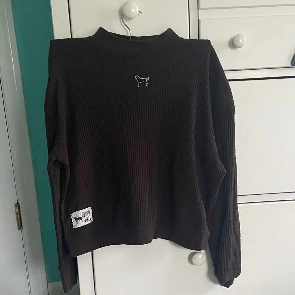 Black Dog henley mock neck long sleeve t shirt